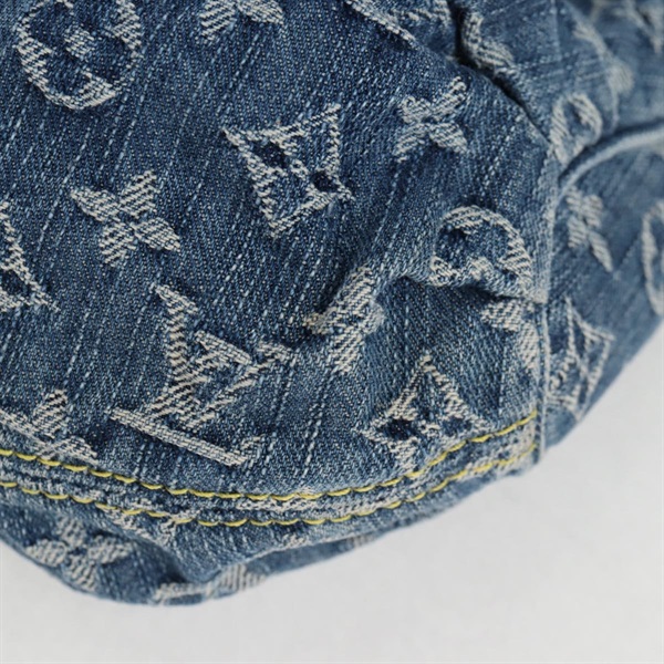 LOUIS VUITTON プリーティ モノグラムデニム ハンドバッグ M95020 ブルー ゴールド デニムの画像7