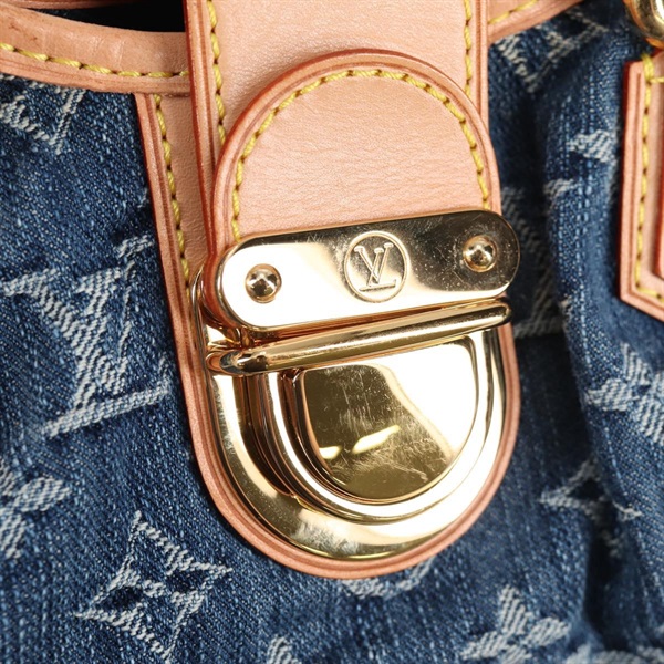 LOUIS VUITTON プリーティ モノグラムデニム ハンドバッグ M95020 ブルー ゴールド デニムの画像8