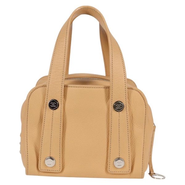 CHANEL アイコン ミニボストン ココボルト・ナットデザイン 2006年 ハンドバッグ キャメル シルバー レザーの画像1
