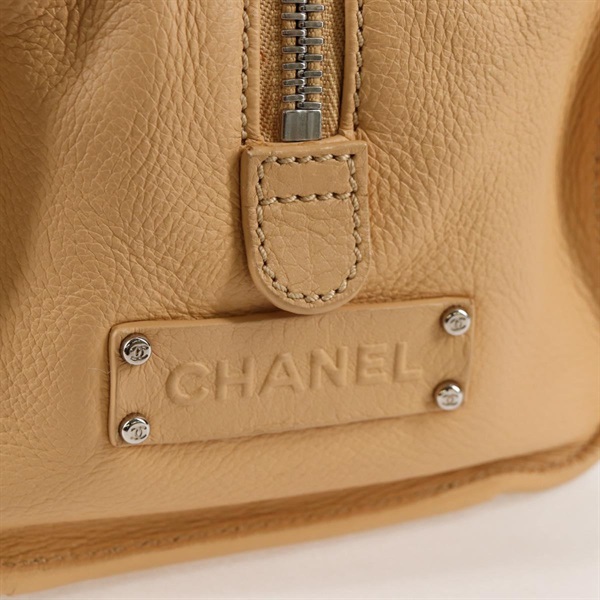 CHANEL アイコン ミニボストン ココボルト・ナットデザイン 2006年 ハンドバッグ キャメル シルバー レザーの画像8