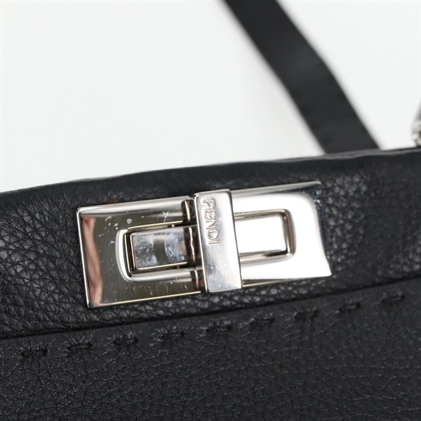 FENDI SELLERIA ピーカブーレギュラー ハンドバッグ 8BN290 ブラック シルバー レザーの画像8