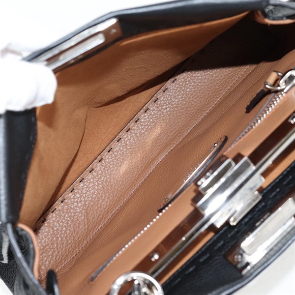 FENDI SELLERIA ピーカブーレギュラー ハンドバッグ 8BN290 ブラック シルバー レザーの画像10