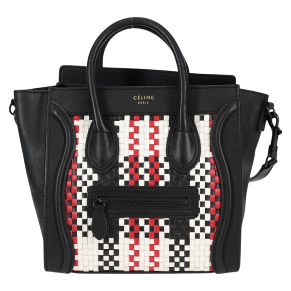 CELINE ラゲージ ナノ イントレチャート ハンドバッグ ブラック マルチカラー ブラック レザーの画像1