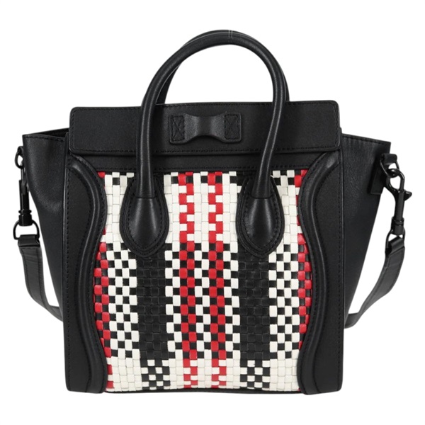CELINE ラゲージ ナノ イントレチャート ハンドバッグ ブラック マルチカラー ブラック レザーの画像2