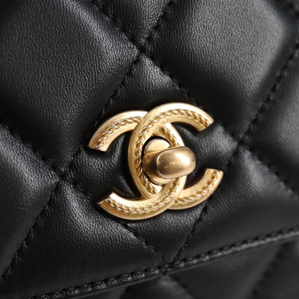 CHANEL マトラッセ 2WAYハンドバッグ トップハンドルバッグ 2021年 ショルダーバッグ ブラック ゴールド ラムスキンの画像17
