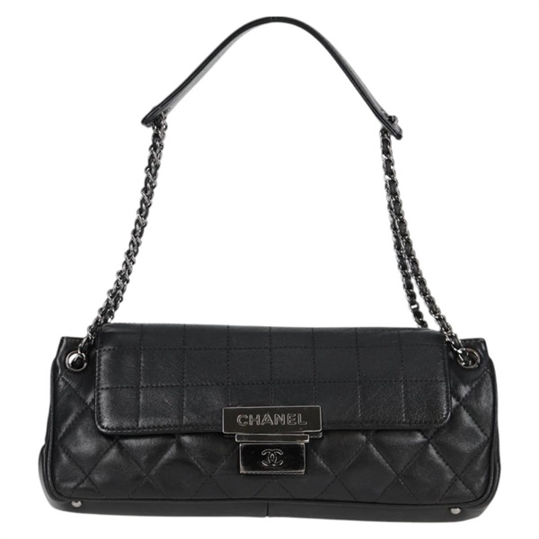 CHANEL チョコバー ワンショルダーバッグ 2003年 ショルダーバッグ ブラック シルバー レザーの画像1