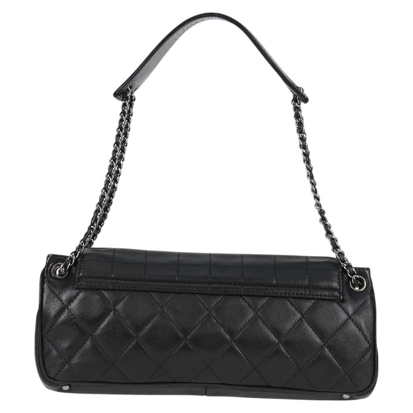 CHANEL チョコバー ワンショルダーバッグ 2003年 ショルダーバッグ ブラック シルバー レザーの画像2