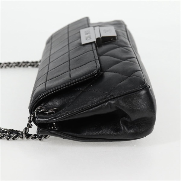 CHANEL チョコバー ワンショルダーバッグ 2003年 ショルダーバッグ ブラック シルバー レザーの画像3
