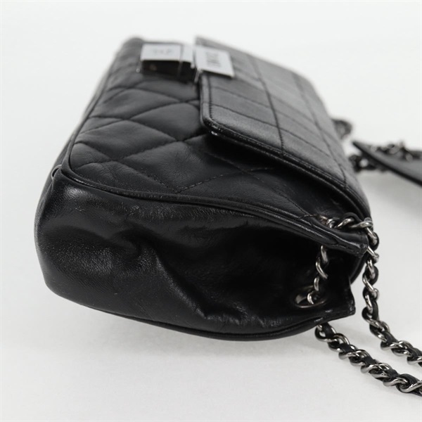 CHANEL チョコバー ワンショルダーバッグ 2003年 ショルダーバッグ ブラック シルバー レザーの画像4