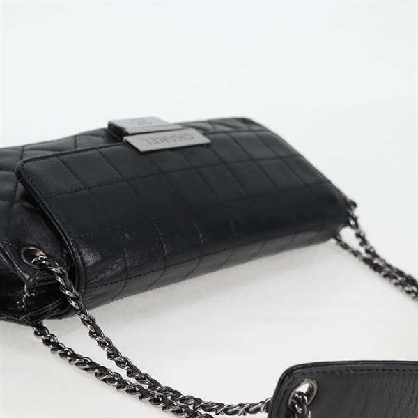 CHANEL チョコバー ワンショルダーバッグ 2003年 ショルダーバッグ ブラック シルバー レザーの画像5