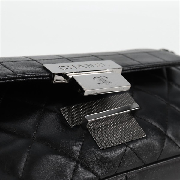 CHANEL チョコバー ワンショルダーバッグ 2003年 ショルダーバッグ ブラック シルバー レザーの画像14