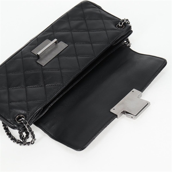 CHANEL チョコバー ワンショルダーバッグ 2003年 ショルダーバッグ ブラック シルバー レザーの画像15