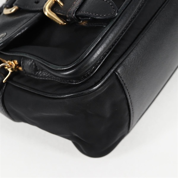 PRADA ロゴ ショルダーバッグ ブラック ゴールド レザーの画像9