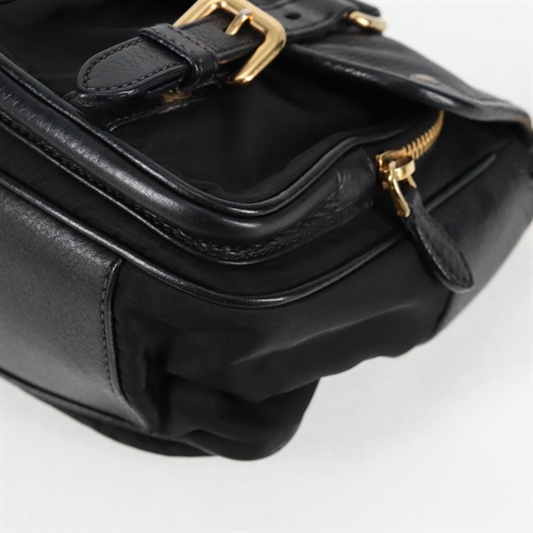 PRADA ロゴ ショルダーバッグ ブラック ゴールド レザーの画像10