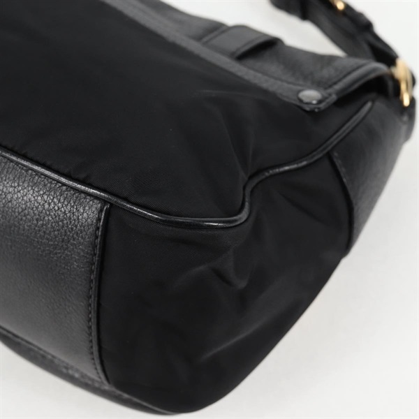 PRADA ロゴ ショルダーバッグ ブラック ゴールド レザーの画像12