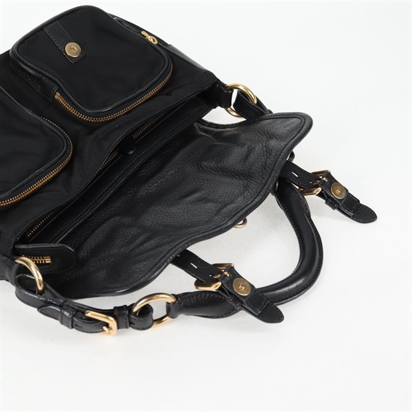 PRADA ロゴ ショルダーバッグ ブラック ゴールド レザーの画像14