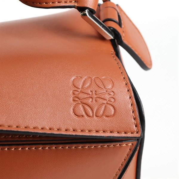 LOEWE パズル スモール ショルダーバッグ ブラウン シルバー レザーの画像13