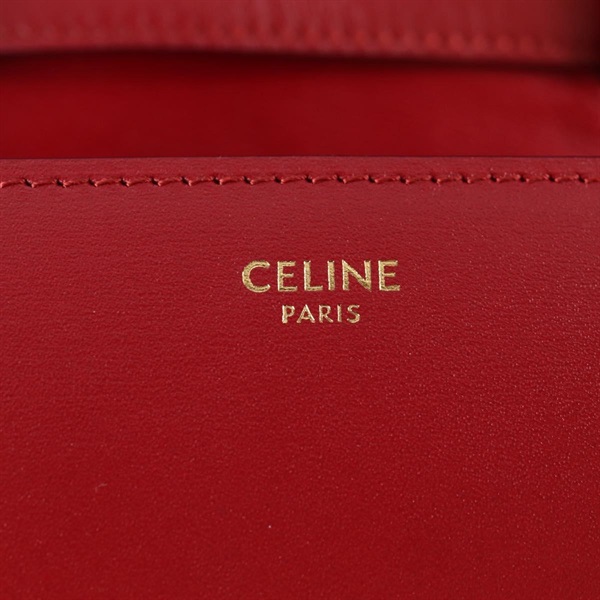 CELINE クラシックボックス スモール ショルダーバッグ レッド ゴールド カーフスキンの画像11