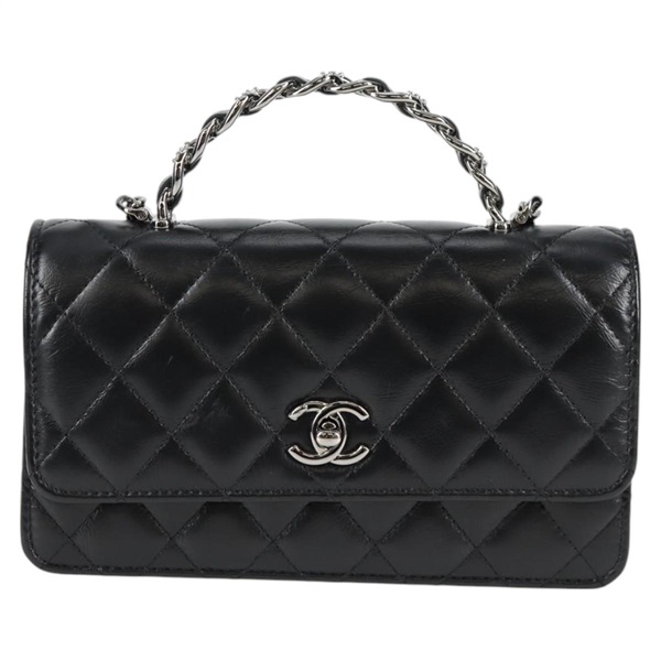 CHANEL ココマーク 2WAYバニティバッグ 2021年 ショルダーバッグ ブラック シルバー ラムスキンの画像1
