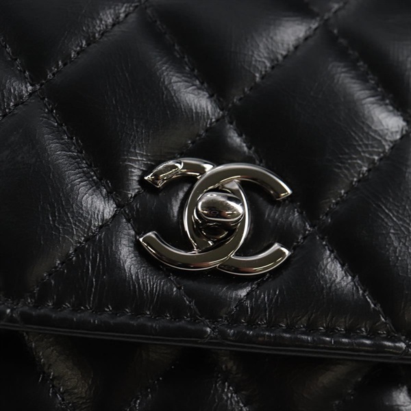 CHANEL ココマーク 2WAYバニティバッグ 2021年 ショルダーバッグ ブラック シルバー ラムスキンの画像9