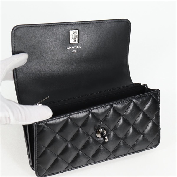 CHANEL ココマーク 2WAYバニティバッグ 2021年 ショルダーバッグ ブラック シルバー ラムスキンの画像10