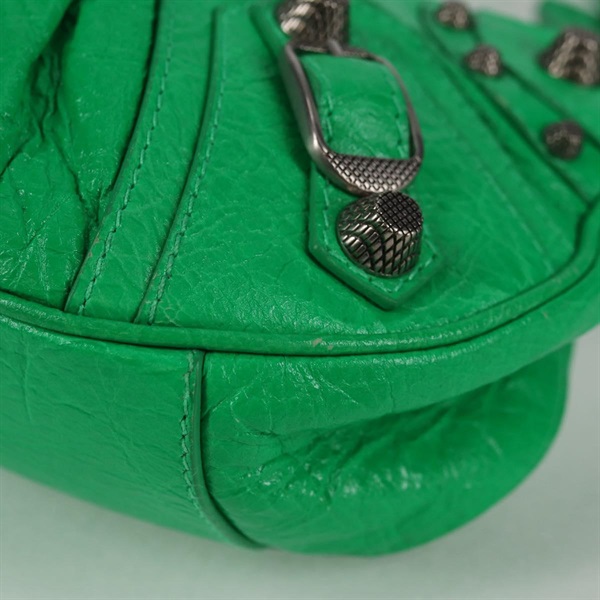 BALENCIAGA ルカゴール XS ショルダーバッグ ネオングリーン シルバー レザーの画像7
