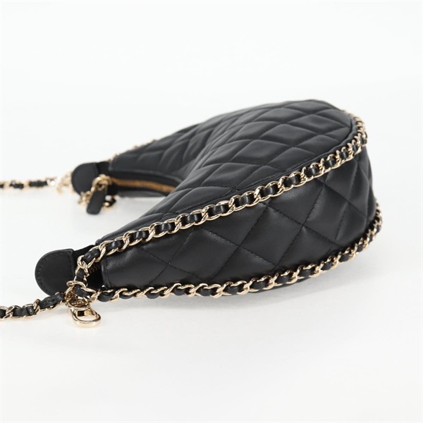 CHANEL マトラッセ スモールホーボー ショルダーバッグ AS3917 ブラック ゴールド ラムスキンの画像3