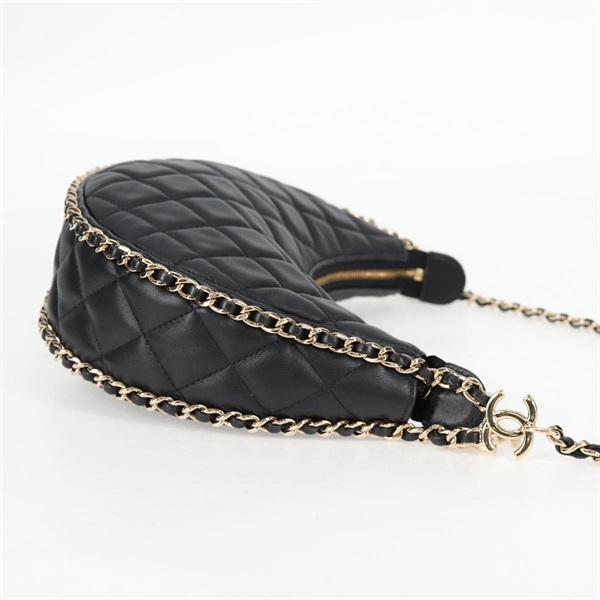 CHANEL マトラッセ スモールホーボー ショルダーバッグ AS3917 ブラック ゴールド ラムスキンの画像4