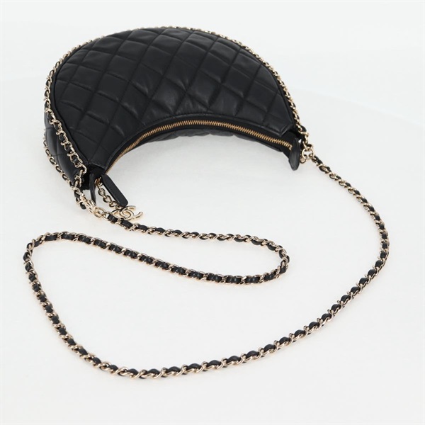 CHANEL マトラッセ スモールホーボー ショルダーバッグ AS3917 ブラック ゴールド ラムスキンの画像5