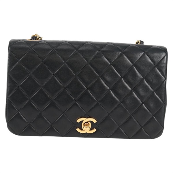 CHANEL マトラッセ シングルフラップダブルチェーン 23 ショルダーバッグ ブラック ゴールド ラムスキンの画像1