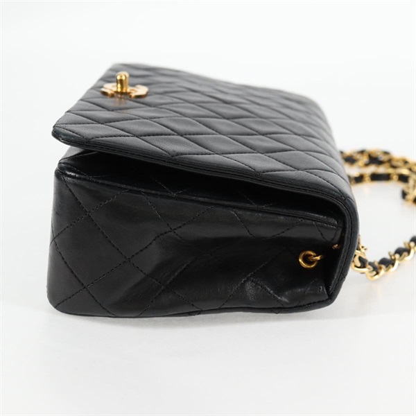 CHANEL マトラッセ シングルフラップダブルチェーン 23 ショルダーバッグ ブラック ゴールド ラムスキンの画像4