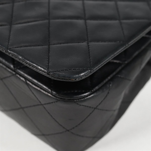 CHANEL マトラッセ シングルフラップダブルチェーン 23 ショルダーバッグ ブラック ゴールド ラムスキンの画像7
