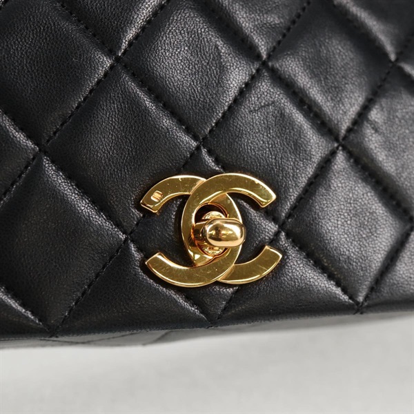 CHANEL マトラッセ シングルフラップダブルチェーン 23 ショルダーバッグ ブラック ゴールド ラムスキンの画像8