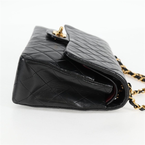 CHANEL マトラッセ ダブルフラップダブルチェーン 25 1990年 ショルダーバッグ ブラック ゴールド ラムスキンの画像4