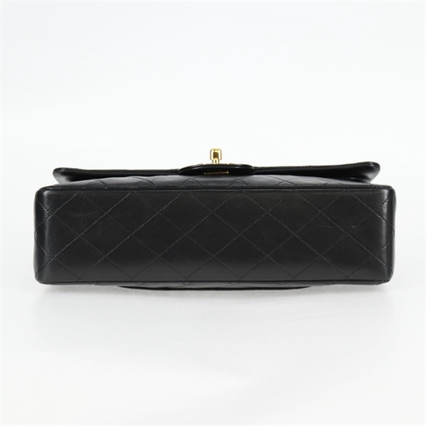 CHANEL マトラッセ ダブルフラップダブルチェーン 25 1990年 ショルダーバッグ ブラック ゴールド ラムスキンの画像6