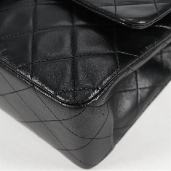 CHANEL マトラッセ ダブルフラップダブルチェーン 25 1990年 ショルダーバッグ ブラック ゴールド ラムスキンの画像7