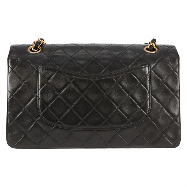 CHANEL マトラッセ ダブルフラップダブルチェーン 25 1996年 ショルダーバッグ ブラック ゴールド ラムスキンの画像2