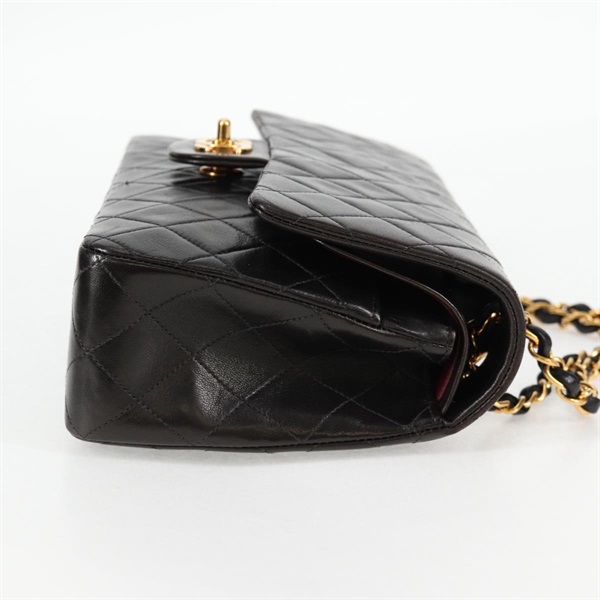 CHANEL マトラッセ ダブルフラップダブルチェーン 25 1996年 ショルダーバッグ ブラック ゴールド ラムスキンの画像4