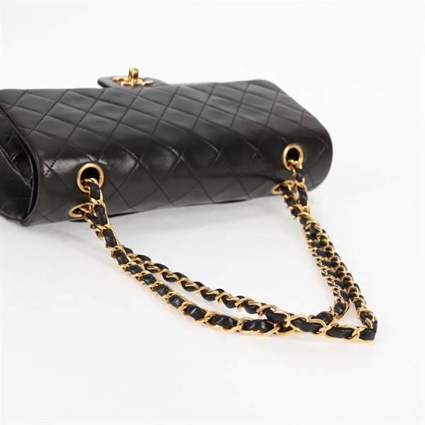 CHANEL マトラッセ ダブルフラップダブルチェーン 25 1996年 ショルダーバッグ ブラック ゴールド ラムスキンの画像5