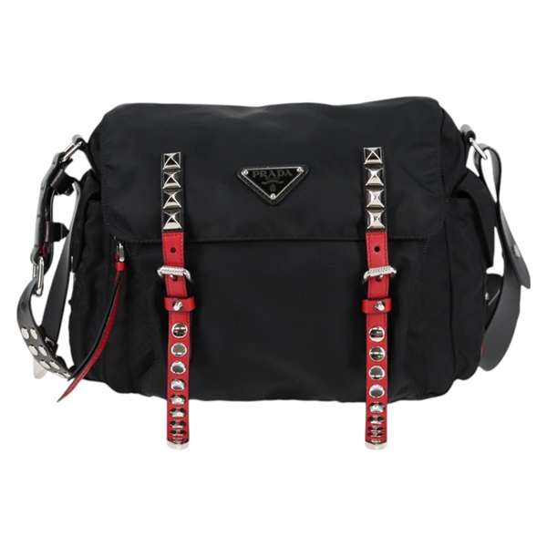 PRADA トライアングル ショルダーバッグ ブラック レッド テスートの画像1