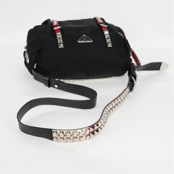 PRADA トライアングル ショルダーバッグ ブラック レッド テスートの画像5