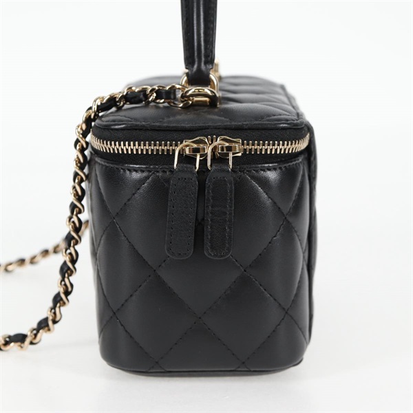 CHANEL マトラッセ 2WAYバニティバッグ 2021年 ショルダーバッグ ブラック ゴールド ラムスキンの画像3
