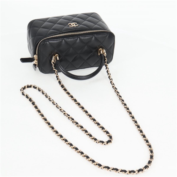 CHANEL マトラッセ 2WAYバニティバッグ 2021年 ショルダーバッグ ブラック ゴールド ラムスキンの画像5