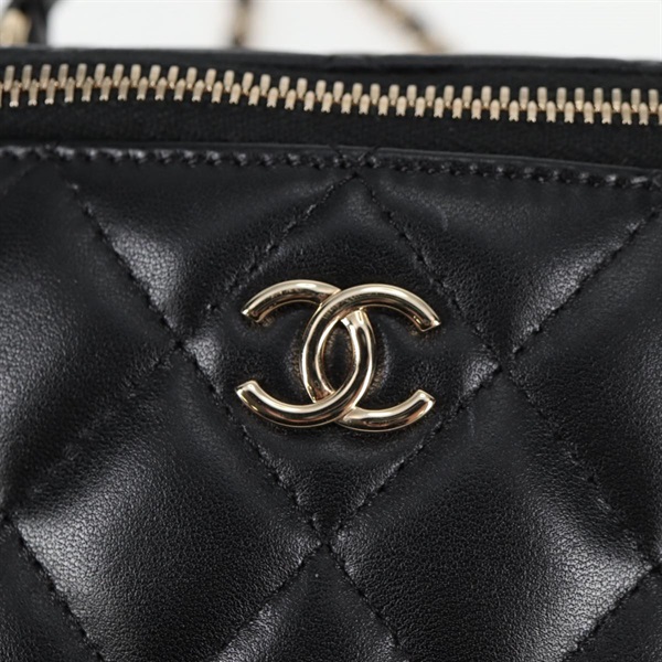 CHANEL マトラッセ 2WAYバニティバッグ 2021年 ショルダーバッグ ブラック ゴールド ラムスキンの画像8
