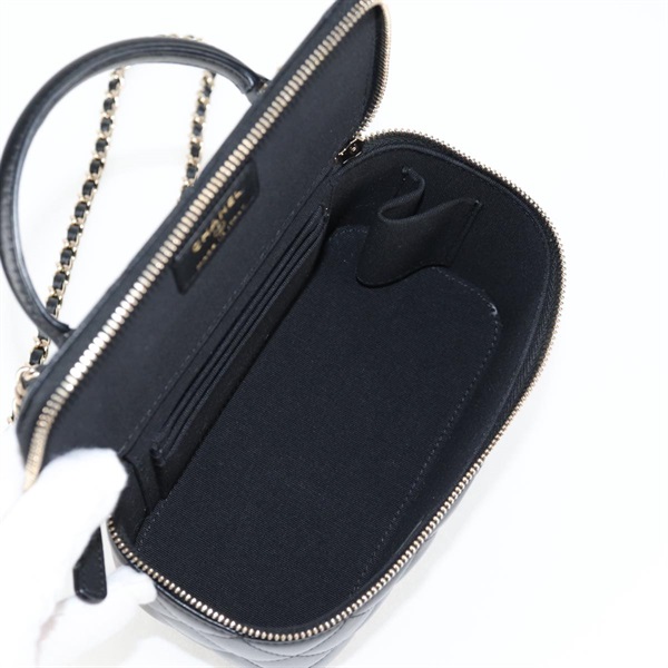 CHANEL マトラッセ 2WAYバニティバッグ 2021年 ショルダーバッグ ブラック ゴールド ラムスキンの画像9