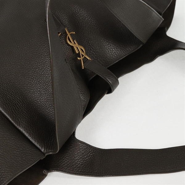 SAINT LAURENT ル・サンカセット ベア トートバッグ カーキ ゴールド レザーの画像5