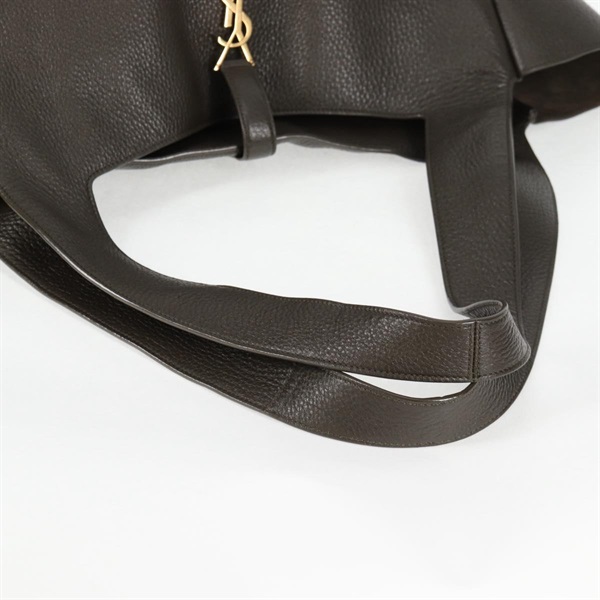 SAINT LAURENT ル・サンカセット ベア トートバッグ カーキ ゴールド レザーの画像6