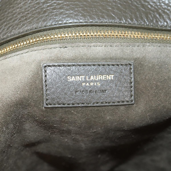 SAINT LAURENT ル・サンカセット ベア トートバッグ カーキ ゴールド レザーの画像14