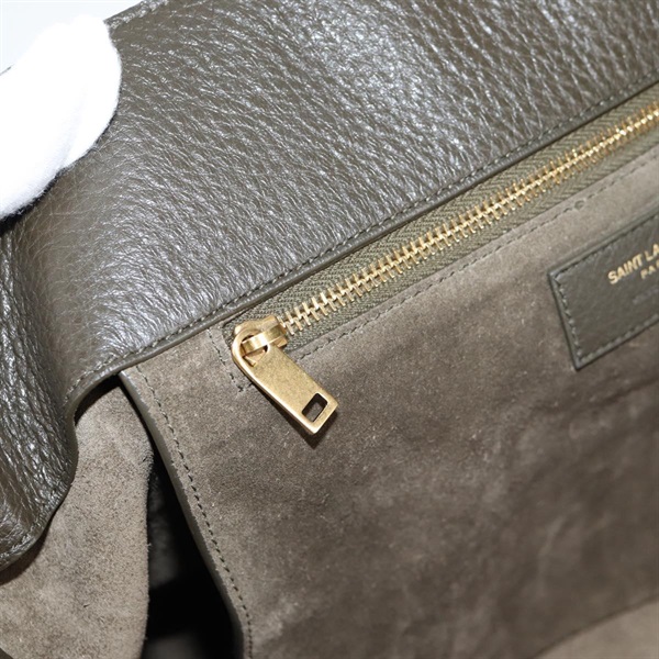 SAINT LAURENT ル・サンカセット ベア トートバッグ カーキ ゴールド レザーの画像18