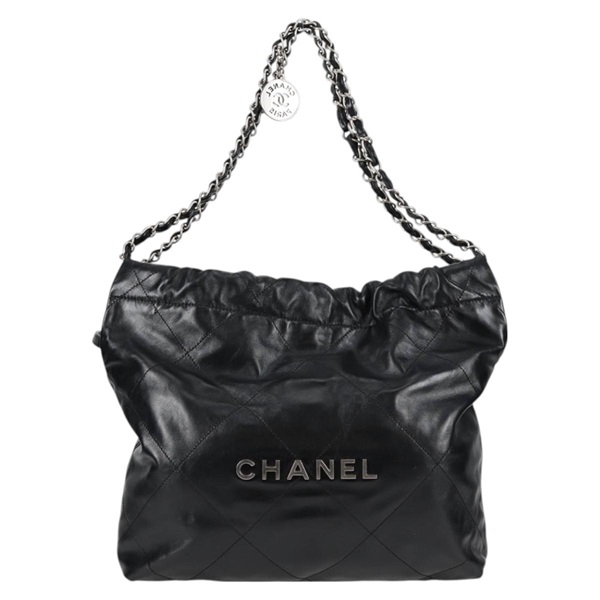 CHANEL シャネル22 スモール 2021年 トートバッグ ブラック ゴールド カーフスキンの画像1
